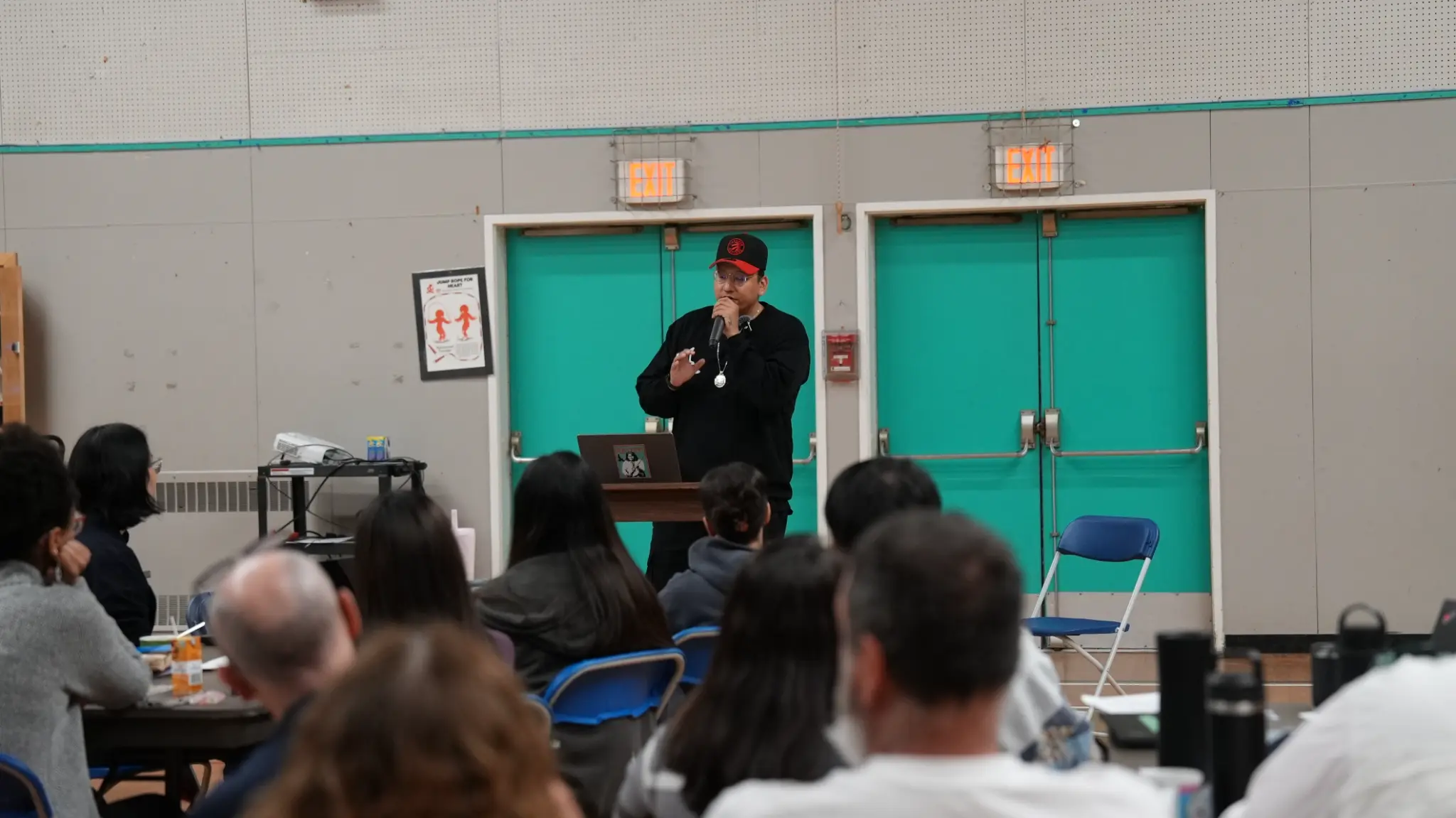 Dakota Bear presenting to school staff